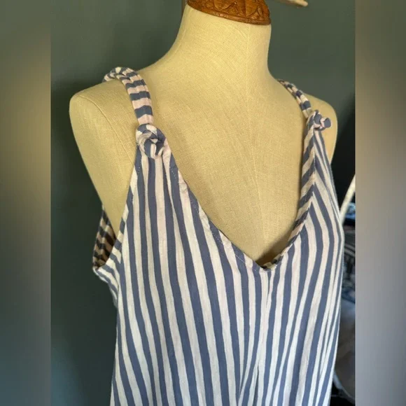 Natural by Known Supply‎ Blue Stripe Remy Jumpsuit sz large - Picture 6 of 10